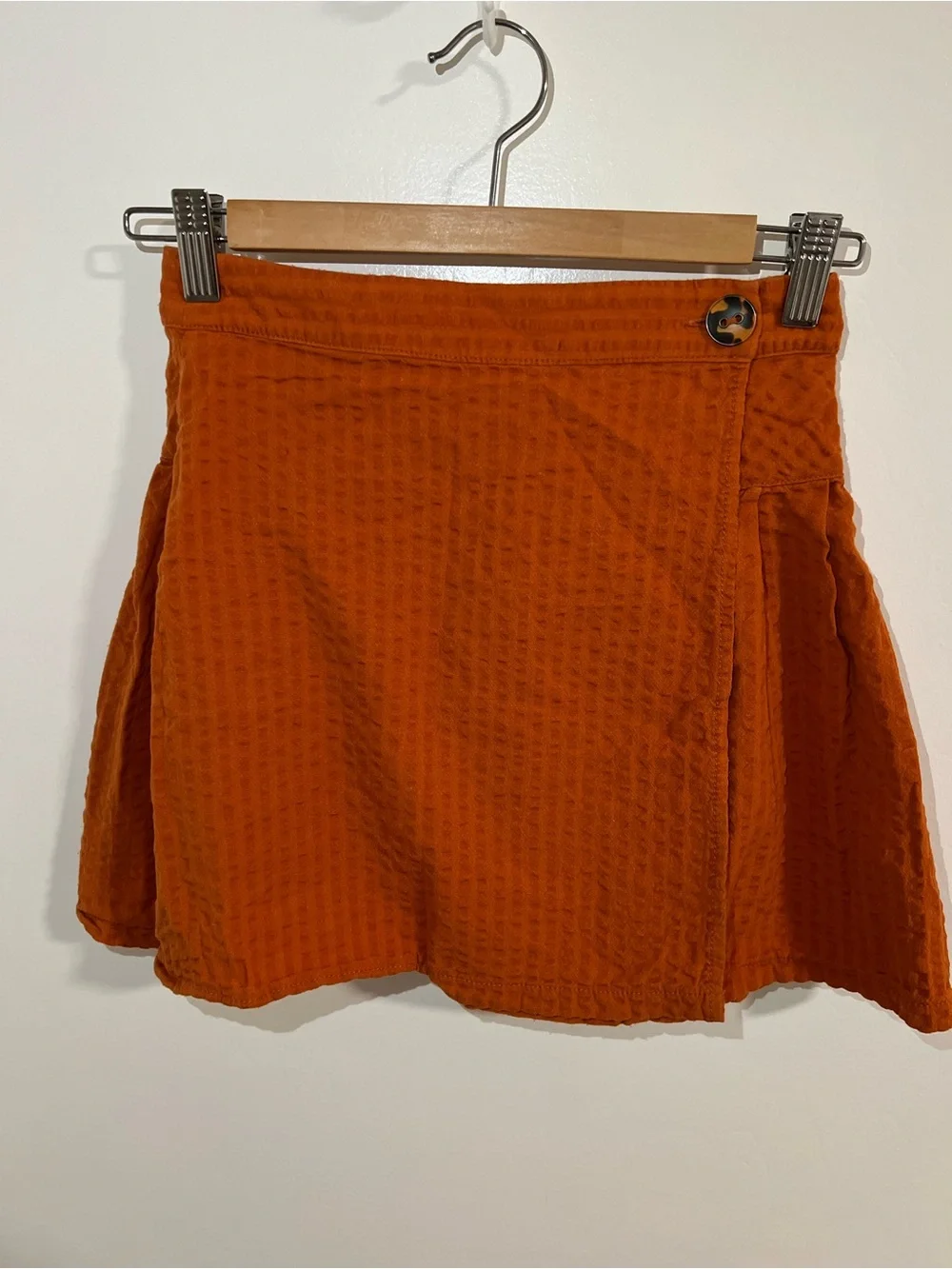 H&M Orange Mini Wrap Skirt with Button Detail